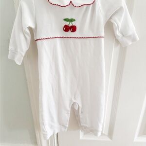 Little English White Footie with Cherry Design
